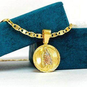 Virgen de Guadalupe Necklace 16" Pendant Gold Filled/Cadena y Dije de Guadalupe
